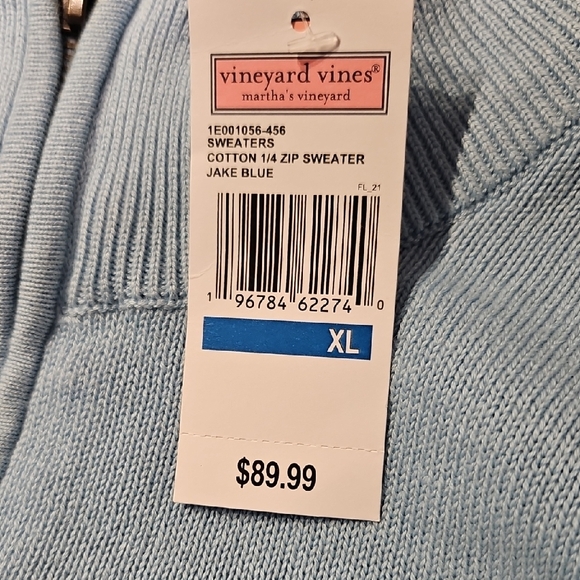 Vineyard Vines Jake Blue Quarter-Zip Sweater  Nwt, XL - Picture 3 of 6